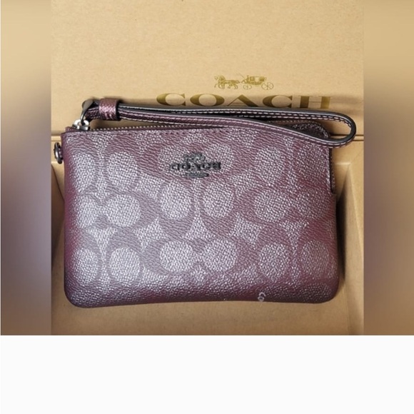 Coach Signature Brown Wristlet - Picture 1 of 4